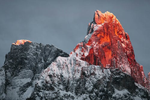 多云的天空下白雪皑皑的落基山 · 免费素材图片