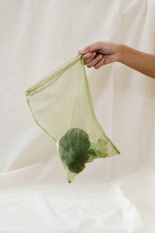 在一个透明的袋子里拿着绿色西兰花的人 · 免费素材图片