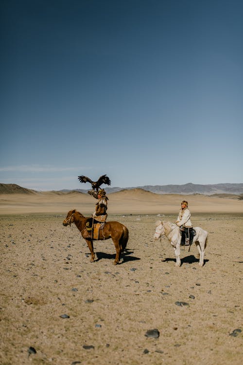少数民族在沙漠中骑马 · 免费素材图片