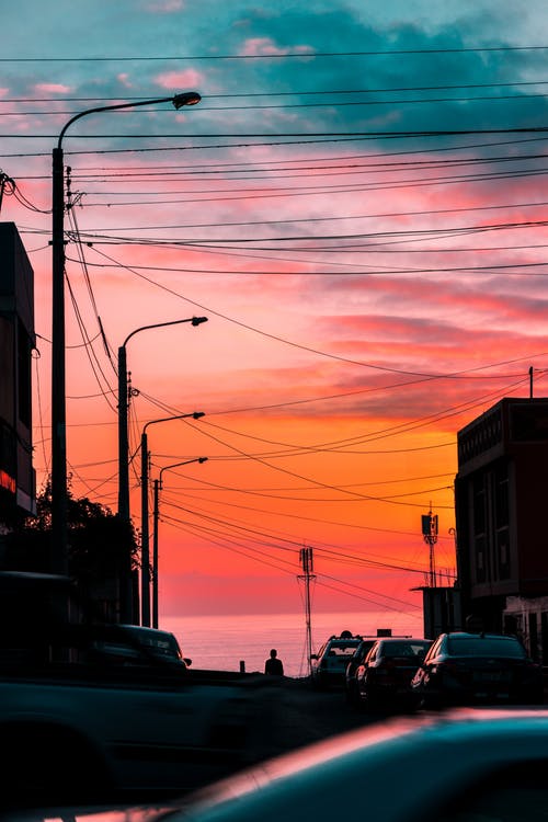 有关停放的汽车, 垂直拍摄, 繁忙的街的免费素材图片