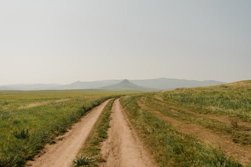 草甸之间对雾山的狭窄通道 · 免费素材图片