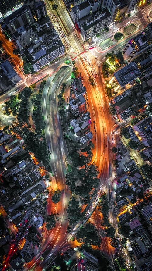 夜间城市鸟瞰图 · 免费素材图片