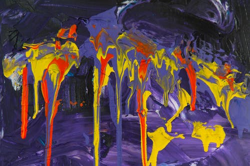 蓝红色和黄色抽象绘画 · 免费素材图片