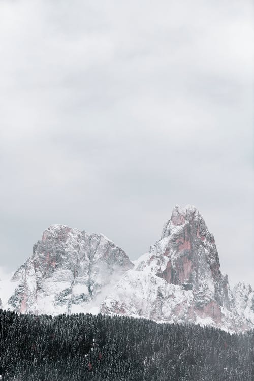 冬季森林覆盖的雪山 · 免费素材图片