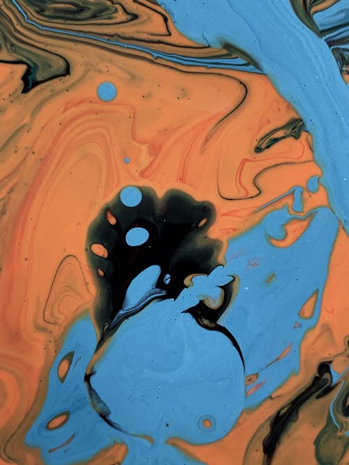 蓝色和橙色抽象绘画 · 免费素材图片