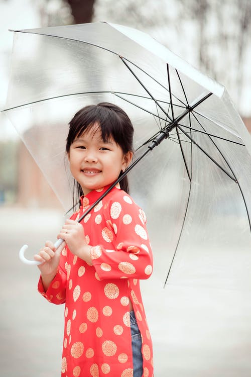 亚洲女孩拿着一把伞 · 免费素材图片