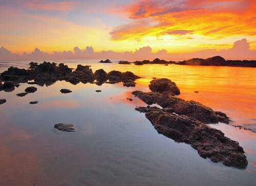 日落期间的海滨 · 免费素材图片