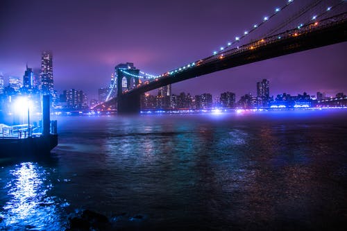 夜间水上桥 · 免费素材图片