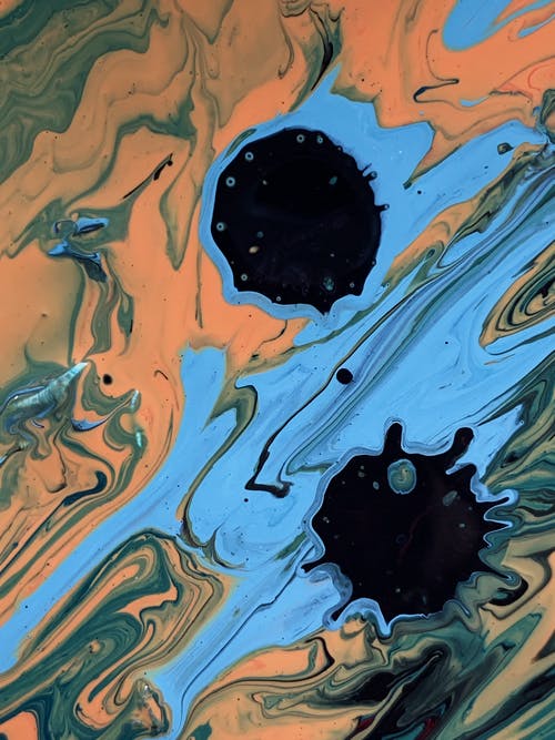 蓝色和黑色抽象绘画 · 免费素材图片