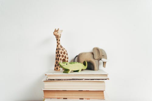 书上的棕色长颈鹿雕像 · 免费素材图片