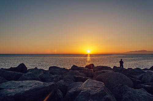在日落的大海风景 · 免费素材图片