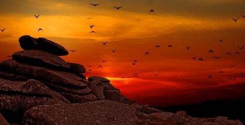 岩层与日落照片 · 免费素材图片
