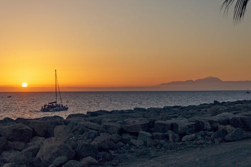 在日落的大海风景 · 免费素材图片