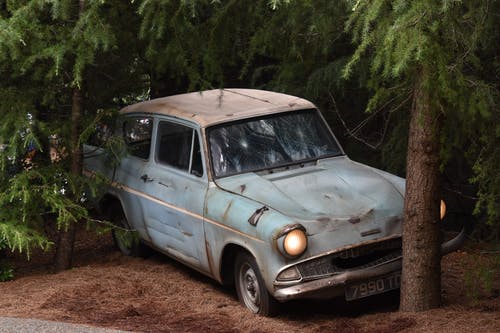 旧车停在树附近 · 免费素材图片