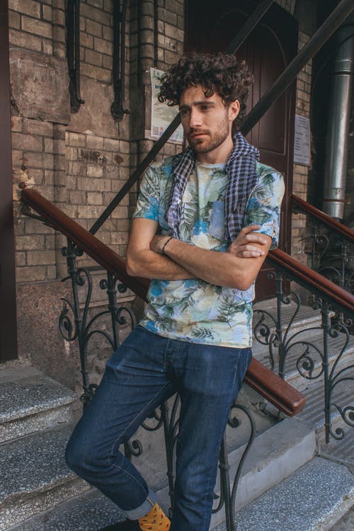 男士蓝色和白色格子sca · 免费素材图片