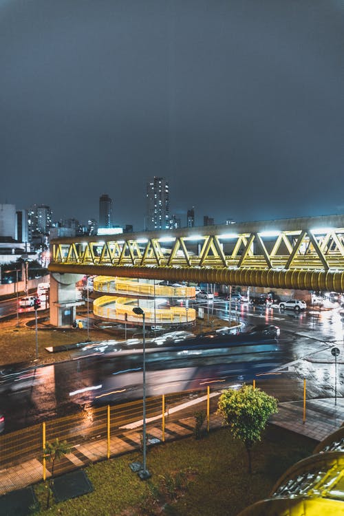 夜间照明城市景观 · 免费素材图片