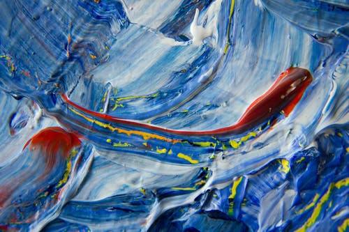 蓝色，黄色和红色抽象绘画 · 免费素材图片