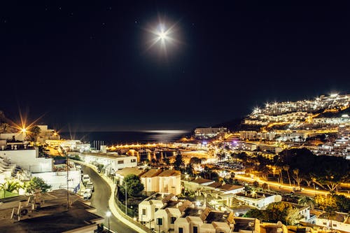 夜间城市鸟瞰图 · 免费素材图片