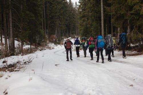 登山者在雪地上行走 · 免费素材图片