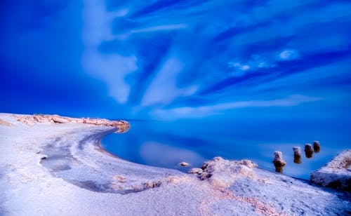 蓝天下的海岸线 · 免费素材图片