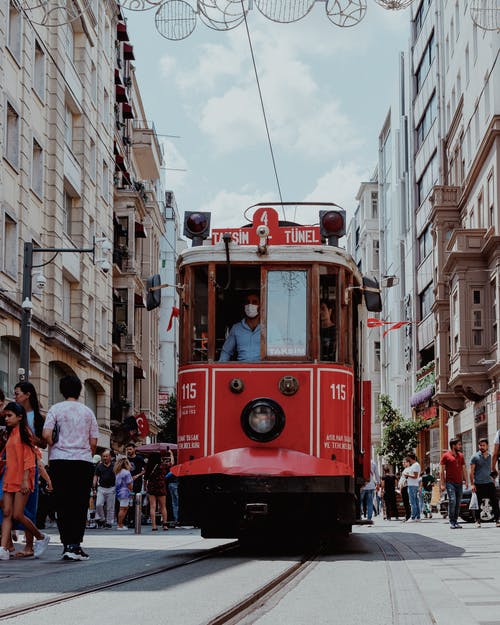 有关交通系统, 伊斯坦布尔怀旧电车, 垂直拍摄的免费素材图片