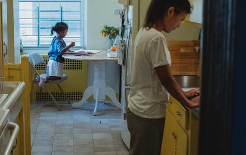 亚洲母亲和女儿在厨房 · 免费素材图片