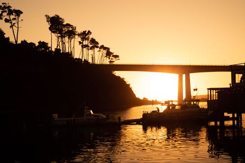 有关停泊, 剪影, 岸邊的免费素材图片
