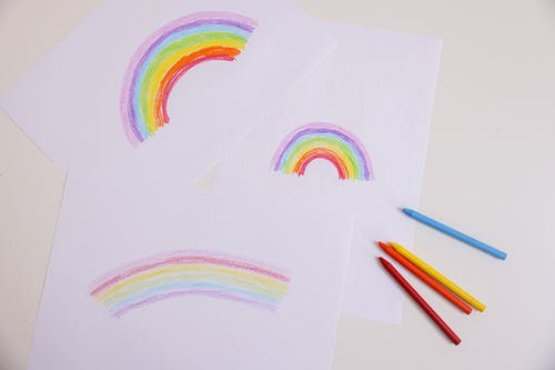 有关俯視圖, 彩色鉛筆, 彩虹旗的免费素材图片