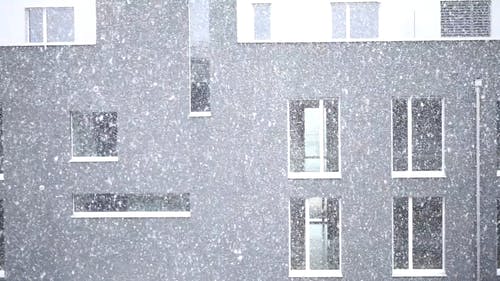 大楼前的降雪 · 免费素材视频