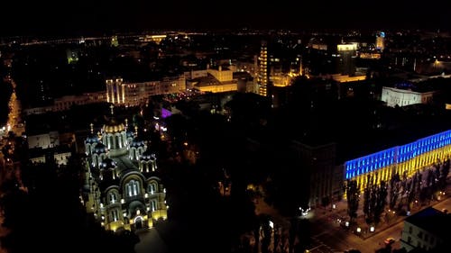 空中射击的城市夜间 · 免费素材视频