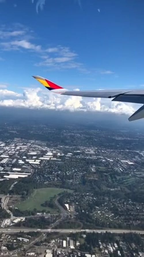 飞机的尾巴和下面的景观 · 免费素材视频