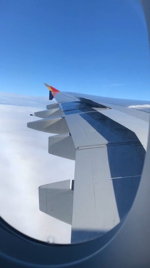 飞机机翼从窗口的视图 · 免费素材视频