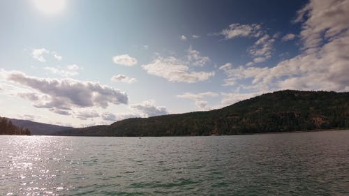 时间流逝的镜头，密密麻麻的云层穿过湖 · 免费素材视频