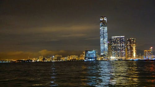 维多利亚港的香港城市风景 · 免费素材视频