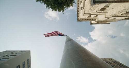 美国国旗在旗杆上高高举起 · 免费素材视频