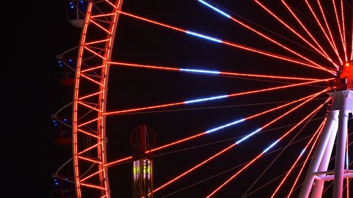 巨型摩天轮灯在晚上 · 免费素材视频