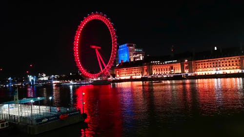 伦敦市中心的伦敦眼观察轮 · 免费素材视频
