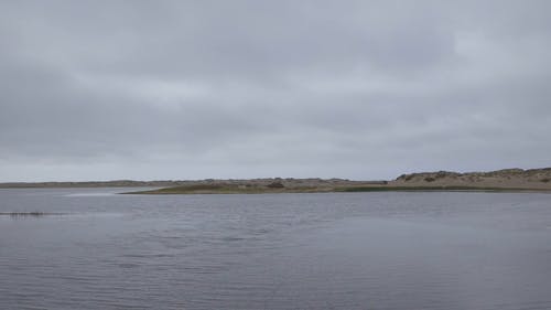 平静的湖面，在灰色的天空下 · 免费素材视频
