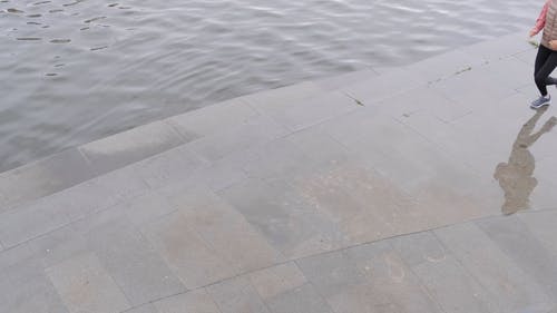 一个女人在河边慢跑 · 免费素材视频