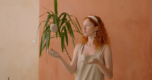 有关向上丢,女人,室内植物的免费素材视频