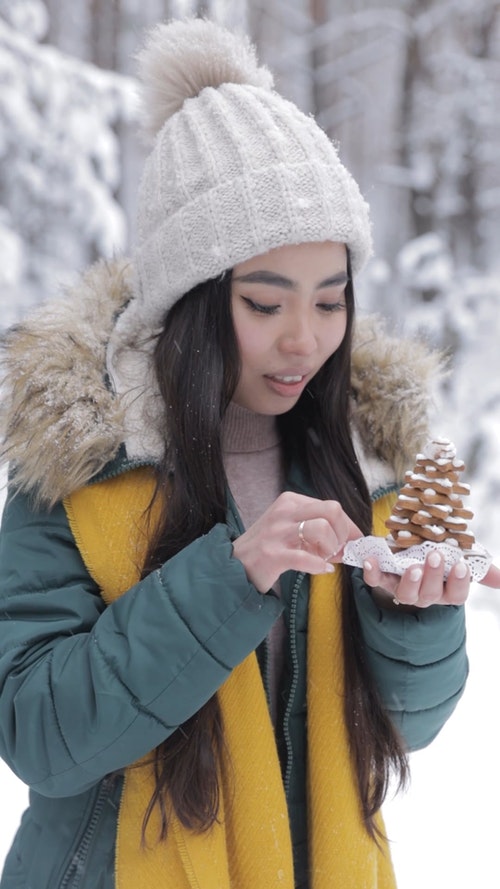 有关（顶部有小羊毛球的）羊毛帽子,下雪,下雪的的免费素材视频