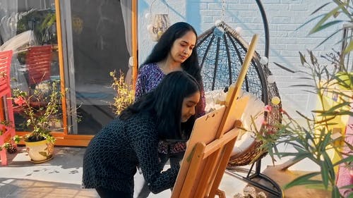 有关一起, 涂料, 女儿的免费素材视频