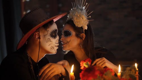 有关dia de los muertos, 一对, 中等特写的免费素材视频