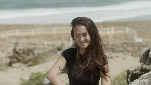 有关咖啡色头发的女人,多风,岸边的免费素材视频