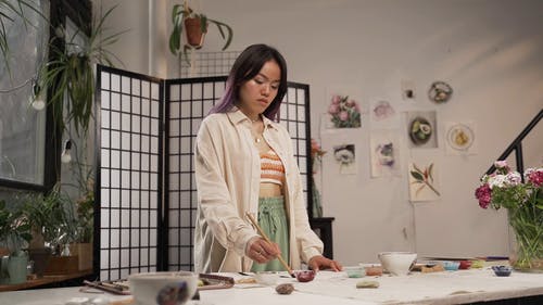 有关涂料, 女人, 画家的免费素材视频