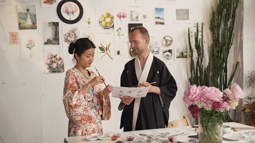 有关人, 和服, 涂料的免费素材视频