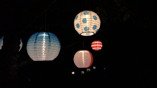 有关中国灯笼, 太阳能灯, 悬挂的免费素材视频