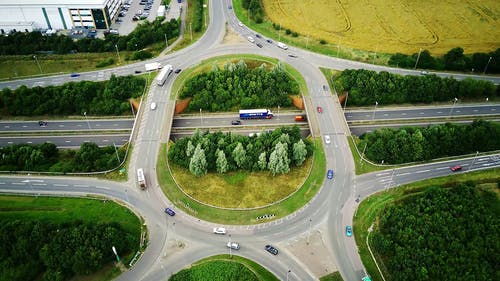 有关十字路口, 汽车, 空拍图的免费素材视频