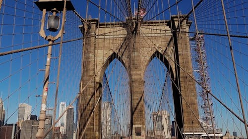 有关吊桥, 布鲁克林大桥, 旗的免费素材视频