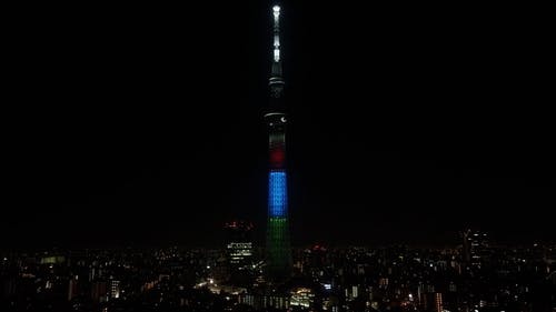 有关东京晴空塔, 地标, 城市的灯光的免费素材视频